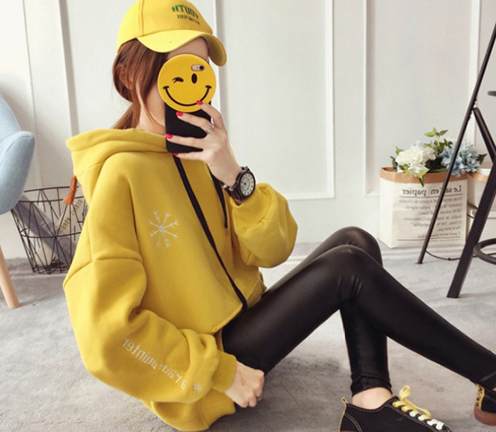 Áo hoodie nỉ thun dày nón sừng màu vàng size 2XL