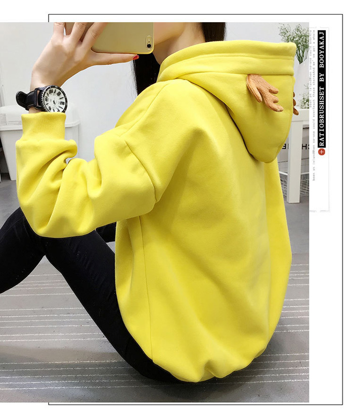 Áo hoodie nỉ thun màu vàng nón sừng nai size 4XL