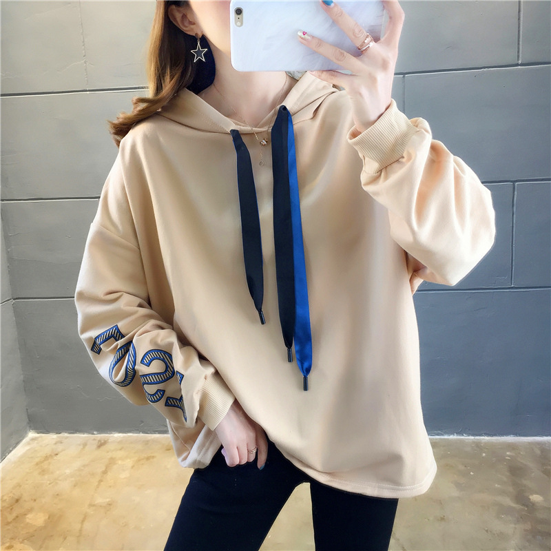 Áo hoodie thun nón màu kem tay in chữ LOST size 2XL