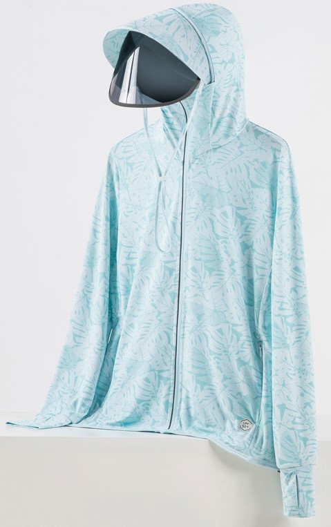 Áo khoác chống nắng xanh ngọc họa tiết kèm kính size 4XL