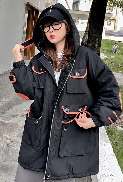 Áo khoác dù đen lót lông dáng dài XCX106 size 3XL