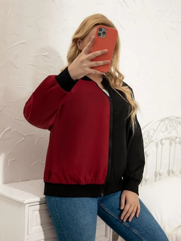 Áo khoác dù phối 2 màu đỏ đen S1728 size lớn