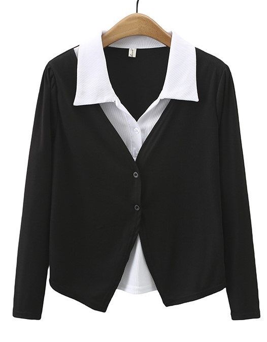 Áo thun đen trắng kiểu áo cặp cổ bẻ tay dài 8848 size lớn