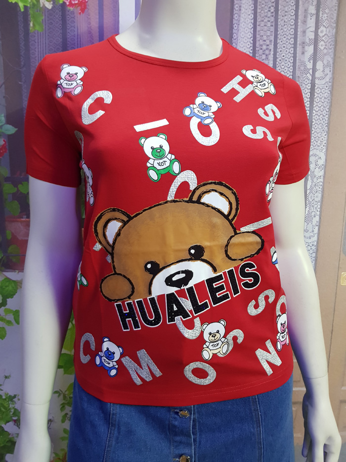 Áo thun màu đỏ in hình gấu Toy size XL