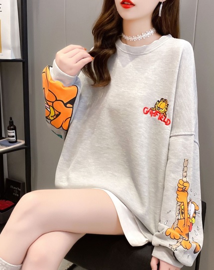 Áo thun xám tay dài in hình Garfield Q1005 size 2XL