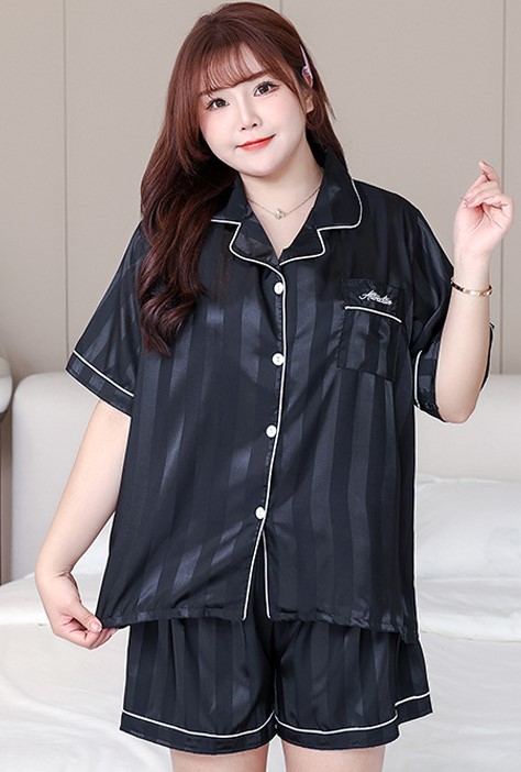 Bộ pijama short đen sọc dọc 1003 size 5XL