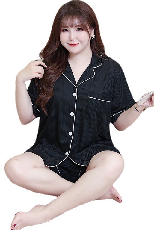 Bộ pijama thun short đen sọc dọc 5501 size 5XL