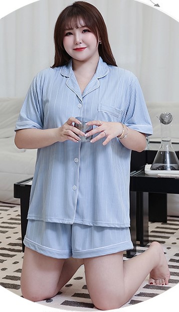 Bộ pijama thun short xanh sọc dọc 5501 size 5XL