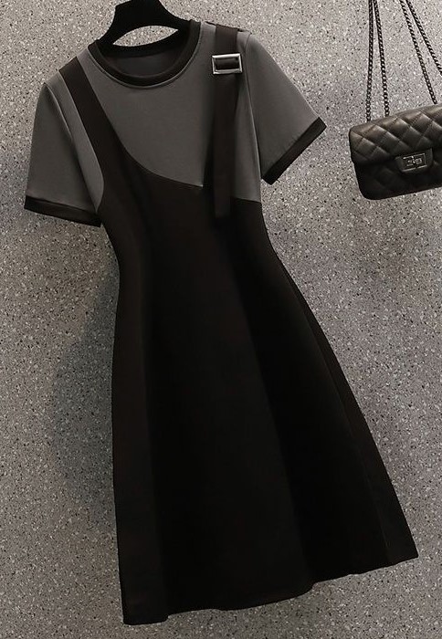 Đầm kiểu yếm đen xám 10850 size lớn