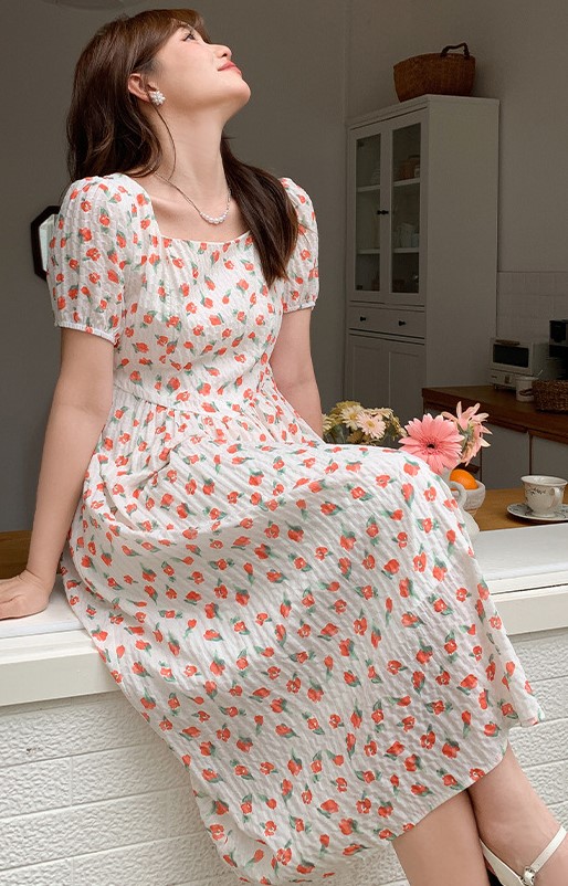 Đầm maxi nền trắng hoa cam 62492 size 5XL