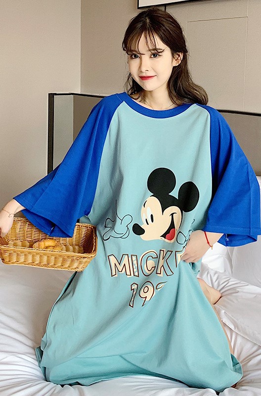 Đầm maxi thun xanh Mickey 839 size 5XL