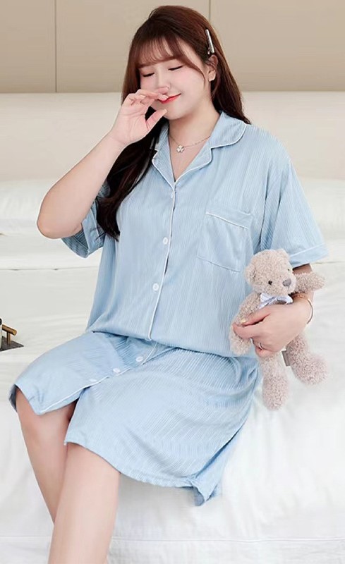 Đầm thun pijama xanh sọc dọc 8801 size 5XL