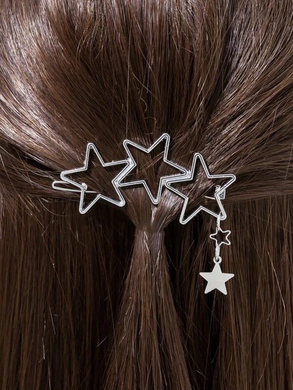 Kẹp tóc 3 ngôi sao bạc tua 675-1